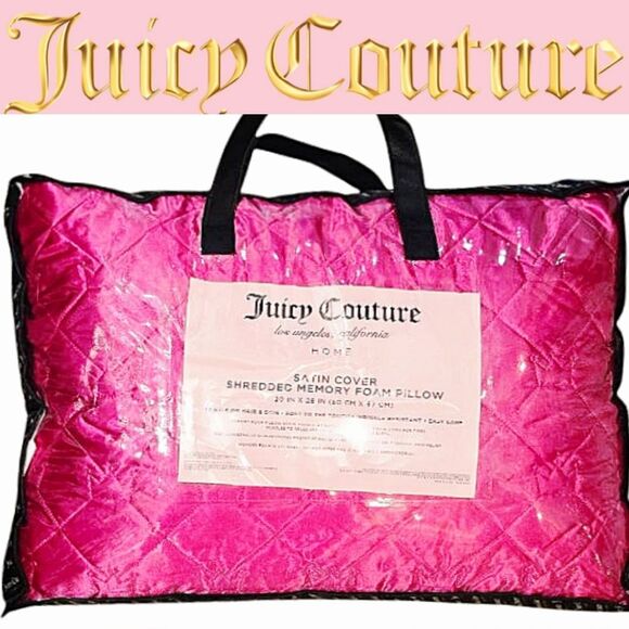 Juicy Couture Home Satin Cover Crown Embossed Shredded Memory Foam Pillow - Picture 1 of 7